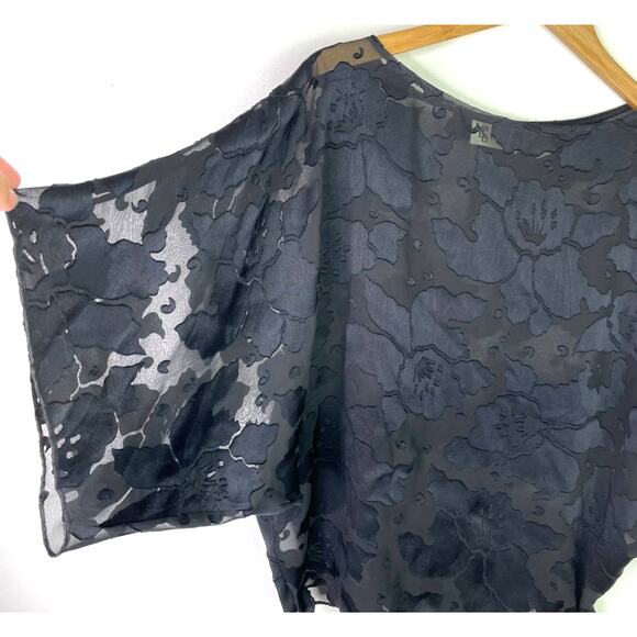 Vintage Sheer Black Top Flowers Ties - Picture 5 of 8